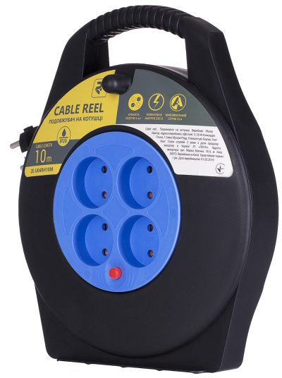 Подовжувач на катушці 2Е на 4 роз., ручний, ІР20, 2Gх1.5мм, 10 м (2E-U04RH10M)
