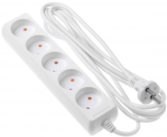 2E Мережевий подовжувач 2Е 5XCEE7/17, 2G*1.0мм, 3м, білий (2E-U05M3)