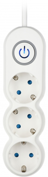 Мережевий фільтр 2Е Plus 3XSchuko з вимикачем, 3G*1.0мм, 3м, білий (2E-U03VES3M)