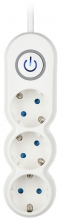 Мережевий фільтр 2Е Plus 3XSchuko з вимикачем, 3G*1.0мм, 3м, білий (2E-U03VES3M)