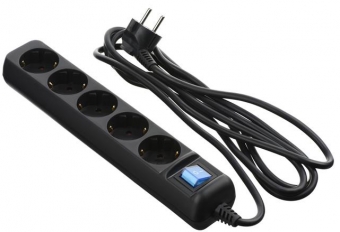 2E 5XSchuko з вимикачем, 3G*1.5мм, 1.5м, black (2E-U05ES15M1.5BK)