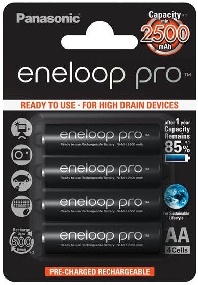 Акумулятор Panasonic Eneloop Pro AA 2500 mAh 4BP (BK-3HCDE/4BE)