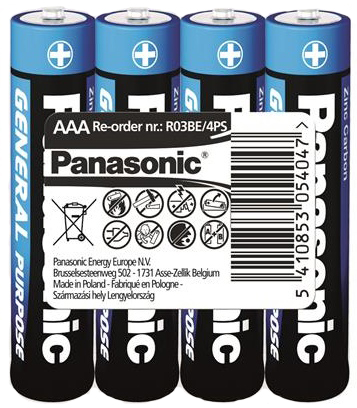 Батарейка Panasonic GENERAL PURPOSE R3 TRAY 4 ZINK-CARBON (R03BER/4PR)