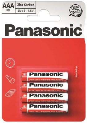 Panasonic  RED ZINK R03 BLI 4 ZINK-CARBON (R03REL/4BP)