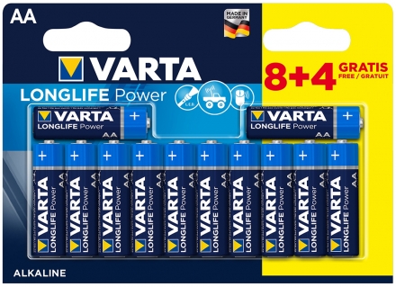 Батарейка Varta LONGLIFE POWER AA BLI 12 (8+4) ALKALINE