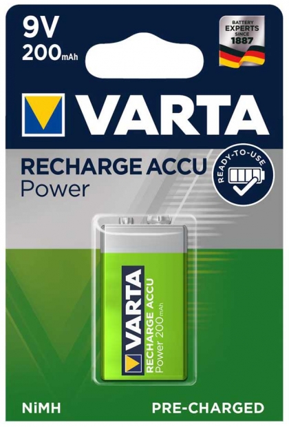 Аккумулятор Varta RECHARGEABLE ACCU 6F22 9V 200mAh BLI 1 NI-MH (READY 2 USE)