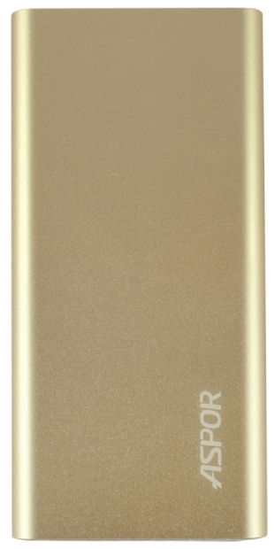 УМБ Power Bank Aspor A383 10000mAh (2USB/1A+2.1А) Ultrathin metal gold