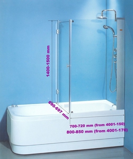 Штори на ванну KO&PO 7047/У (70) (профиль сатин, стекло матовое)