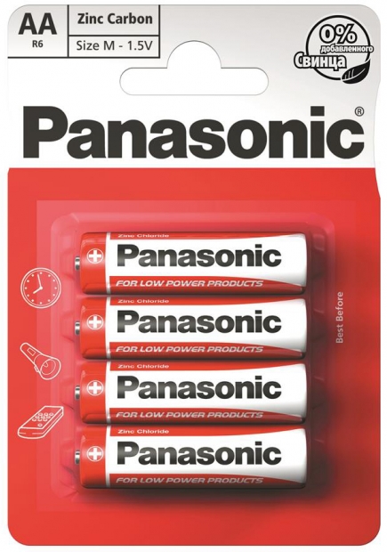 Батарейка Panasonic RED ZINK R6 BLI 4 ZINK-CARBON (R6REL/4BPR)
