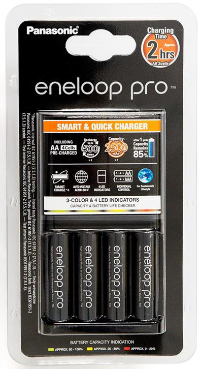 Panasonic Eneloop PRO Smart & Quick Charger + 4 AA 2500 mAh