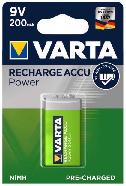 Акумулятор Varta RECHARGEABLE ACCU 6F22 9V 200mAh BLI 1 NI-MH (READY 2 USE)