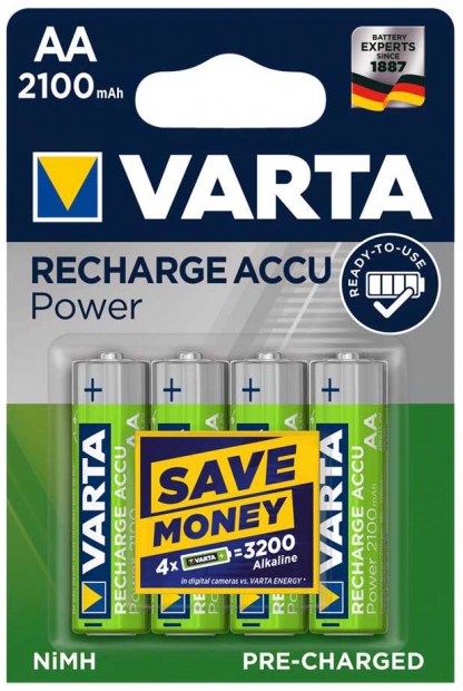 Аккумулятор Varta RECHARGEABLE ACCU AA 2100mAh BLI 4 NI-MH (READY 2 USE)