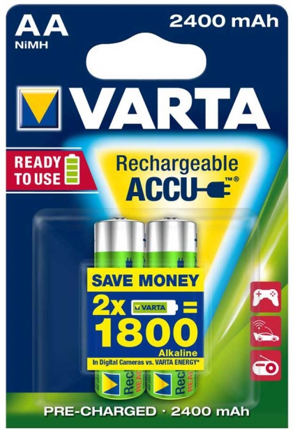 Аккумулятор Varta RECHARGEABLE ACCU AA 2400mAh BLI 2 NI-MH (READY 2 USE)
