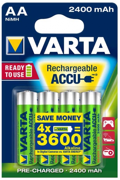 Аккумулятор Varta RECHARGEABLE ACCU AA 2400mAh BLI 4 NI-MH (READY 2 USE)