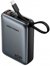 УМБ Power Bank Vention  20000mAh 45W Mini with Built-in USB-C Gray (FHGH0)
