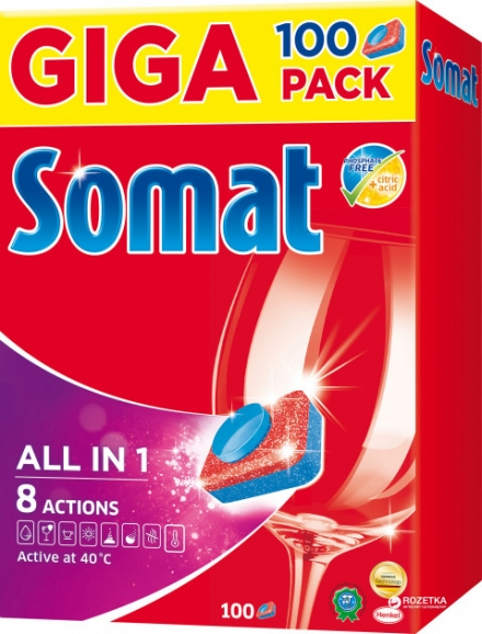 Somat Все в 1 100 шт Таблетки для посудомоечных машин